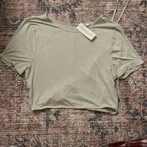 PACSUN GREEN WRAP AROUND TEE! NEW WITH TAGS! Size MEDIUM. Light weight fabric!!